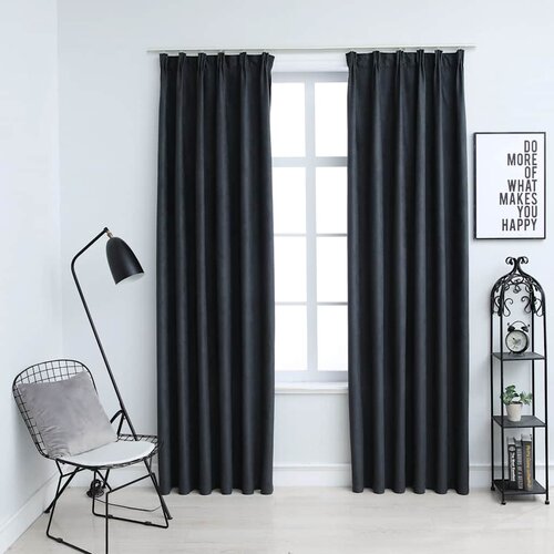 Furnova Zatemnitvene zavese z obe&amp;scaron;ali 2 kosa antracitne 140x225 cm, (21918348) Slike