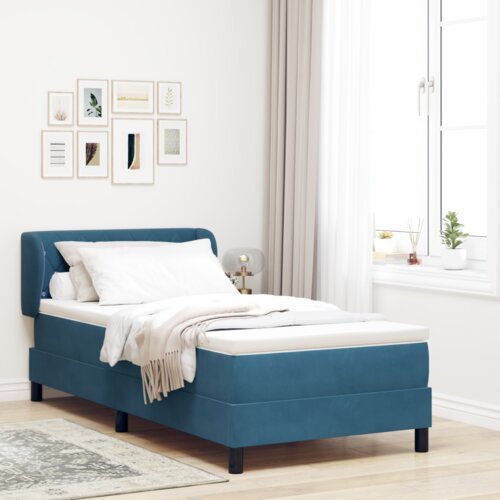 Box Spring Krevet s Madracem Tamnoplavi 100x200 cm Baršun Cijene