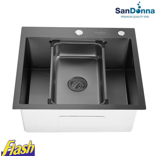  Crna INOX Sudopera sa slavinom (SET) - SanDonna - HD5550R Cene