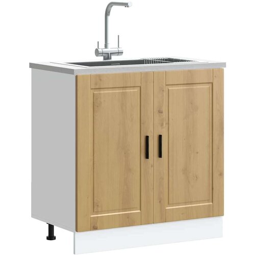 vidaXL Donji ormarić za sudoper Porto boja hrasta 80x46x81,5 cm drveni Cijene