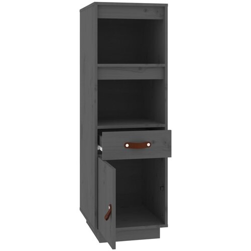  Visoka komoda siva 34 x 40 x 108,5 cm od masivne borovine Slike