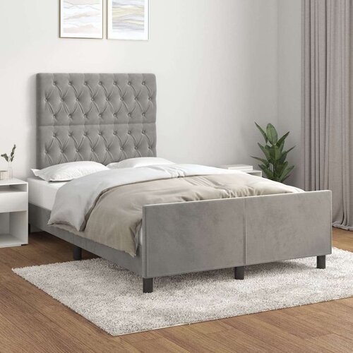 Posteljni okvir z vzglavjem svetlo siv 120x200 cm žamet, (20794902) Slike