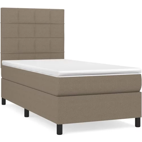 vidaXL Box spring postelja z vzmetnico taupe 90x190 cm blago, (20893022)