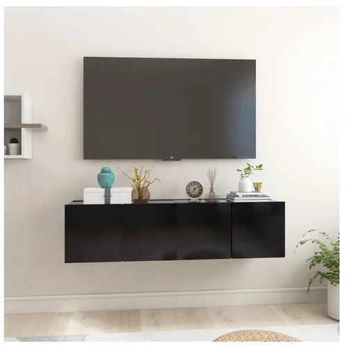  Viseča TV omarica 2 kosa črna 60x30x30 cm