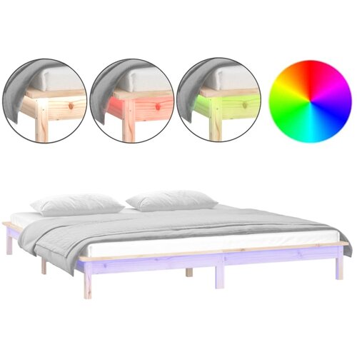 Maison Chic LED Posteljni okvir - Dvoposteljna postelja - Zakonska postelja 120x200 cm trden les, (21692746) Slike