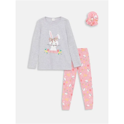 LC Waikiki Crew Neck Printed Long Sleeve Girls' Pajamas Set