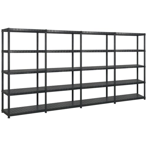 VidaXL regal s policami 5-nadstropni črn 340x40x185 cm plastika Slike