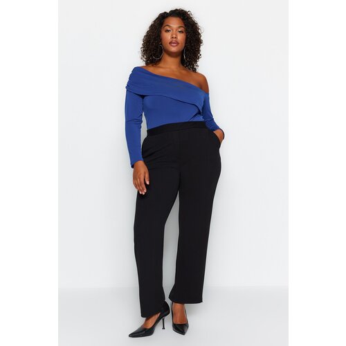 Trendyol Curve Black Straight Fit High Waist Crepe Knit Plus Size Trousers Cijene
