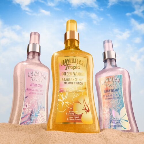 Hawaiian Tropic Perfumes Beach Dreams Shimmer pr&amp;scaron;ilo za telo z ble&amp;scaron;čicami za ženske 250 ml Slike