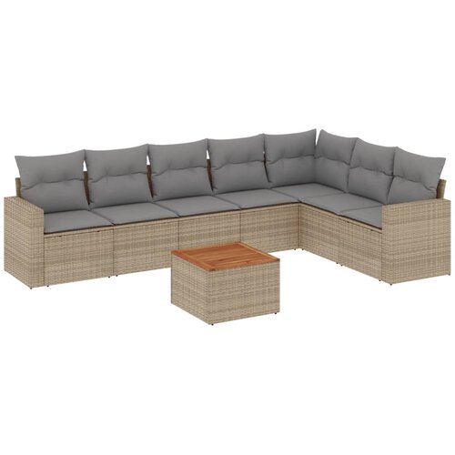  8-dijelni set vrtnih sofa od poliratana s jastucima bež Slike
