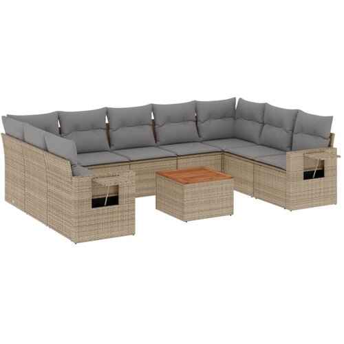 Maison Chic Seti vrtnega pohi&amp;scaron;tva - Vrtna garnitura - Vrtni pohi&amp;scaron;tvo set 10-delna z blazinami bež poli ratan, (21812597) Slike