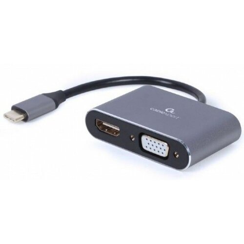 Gembird A-USB3C-HDMIVGA-01 USB Type-C to HDMI + VGA display adapter, space grey 42543 Slike