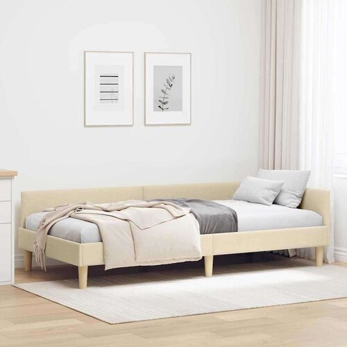 vidaXL Kutni okvir kreveta Ostalo s uzglavljem Krema 90 x 190 cm Cene