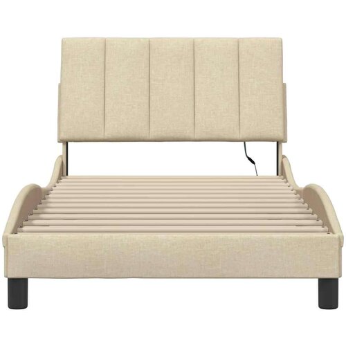 Okvir za krevet bez madraca krem 100 x 200 cm od tkanine Slike