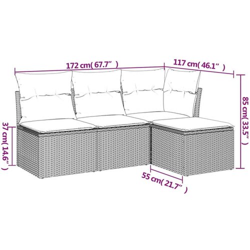 vidaXL 4-dijelni set vrtnih sofa od poliratana s jastucima crni Cijene