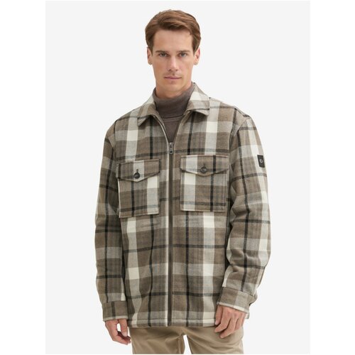 Tom Tailor Beige-brown men's checkered jacket - Men's Slike