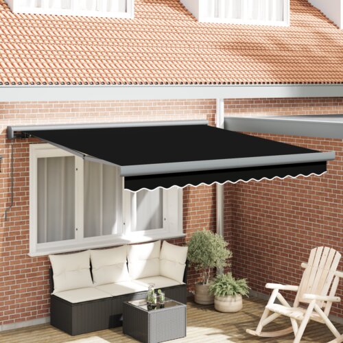 vidaXL Ročna retraktibilna tenda Črna 300x250 cm, Zamenjava blaga za tendo za okvir 3x2.5 m Črna Cene