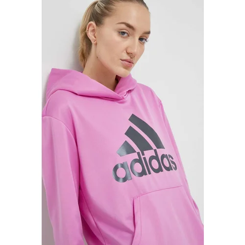 Adidas Dukserica za trening boja: ružičasta, s kapuljačom, s tiskom