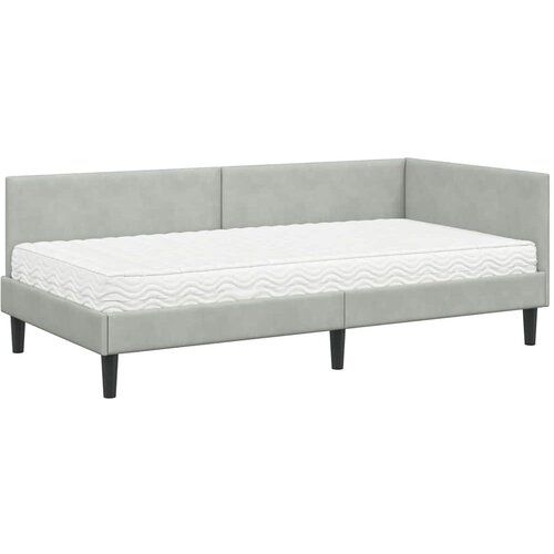  Kutni krevetni okvir s madracem 2 kom. Svjetlosiva 90 x 200 cm Slike
