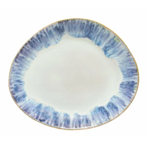Costa Nova bijelo-plavi ovalni tanjur od kamenine Brisa, ⌀ 27 cm