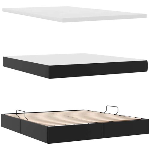  Krevet s madracem i skladi&amp;scaron;tem Crna 160 x 200 cm Lažna koža Slike