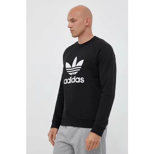Adidas Bombažen pulover moška, črna barva