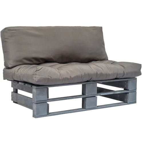 vidaXL Vrtna sofa od paleta sa sivim jastucima od borovine