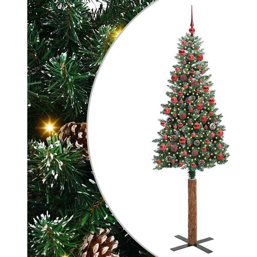 vidaXL Ožja jelka med 300 LED Zelena in Bela 180 cm PVC in trden bor Cene