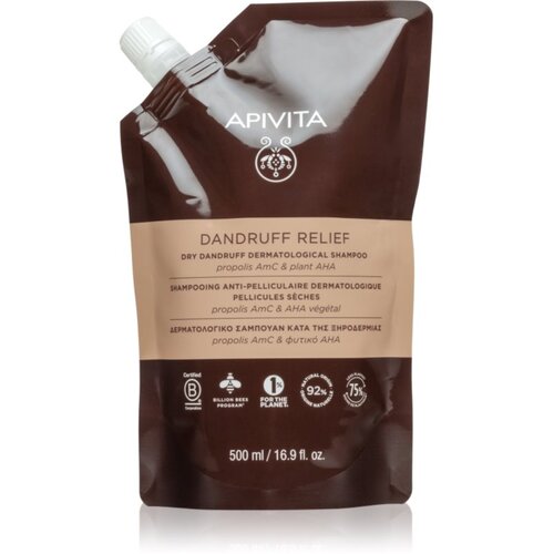 Apivita Dandruff Relief Dry Dandruff Dermatological Shampoo &amp;scaron;ampon proti prhljaju za suho in srbeče lasi&amp;scaron;če Refill 500 ml Slike