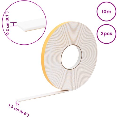  Samoljepljiva pjenasta traka 2 pcs Bijela 15mm x 10m CR pjena Slike