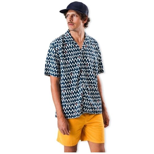 Brava Fabrics Srajce z dolgimi rokavi Sunset Aloha Shirt - Navy Modra Slike