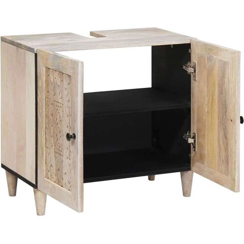 VidaXL Kupaonski ormar Zidne Bijelo 62 x 33 x 58 cm Masivno drvo manga Slike