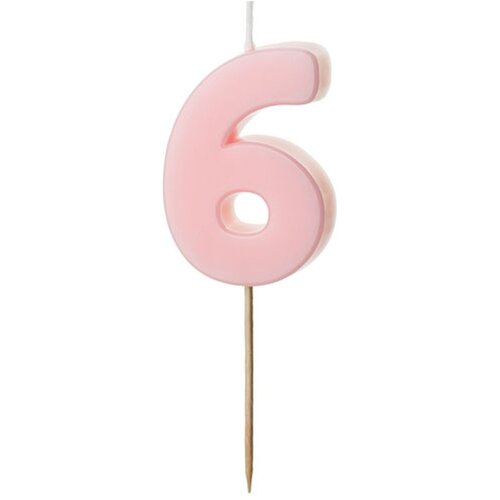 PARTY DECO svečka za rojstni dan številka 6, svetlo roza, 5,5 cm Cene