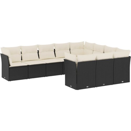  10-dijelni set vrtnih sofa s jastucima crni od poliratana Crna 62 x 62 x 69 cm Slike