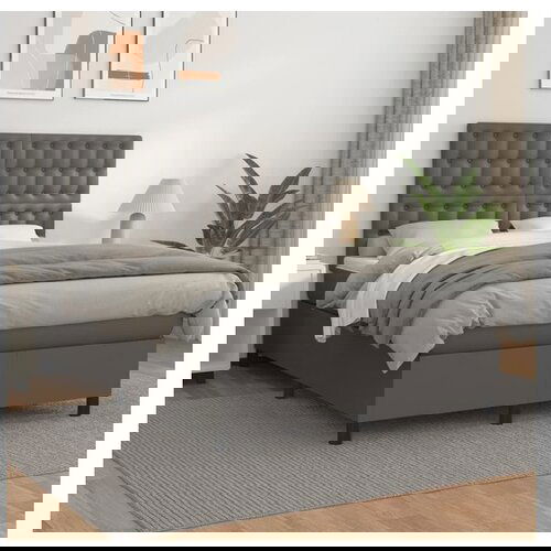 VidaXL Box spring postelja z vzmetnico siv 140x190 cm umetno Slike