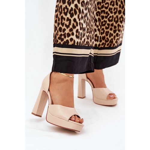 Boto Womens Sandals On A Heel And Platform Eco Leather Beige Lomman Slike
