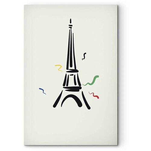  Slika - Black Graphic Drawing of the Eiffel Tower on a Cream Background 80x120 Standard Slike