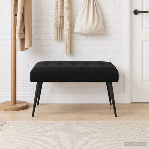  Klupa s gumbastim tkanjem Crna 80 x 40 x 46 cm Bar&scaron;un Cijene