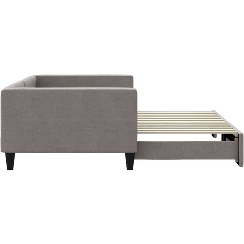  Dnevni krevet na razvlačenje smeđesivi 100 x 200 cm od tkanine Slike