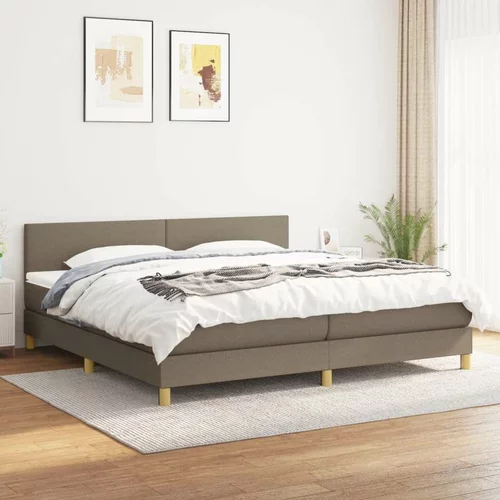  Box spring postelja z vzmetnico taupe 200x200 cm blago, (20895519)