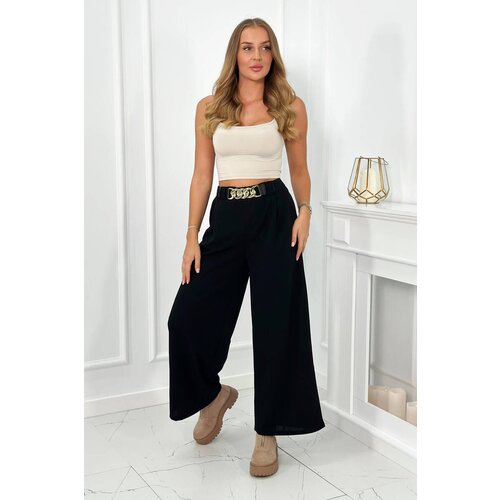 Kesi Viscose trousers with wide legs black Slike