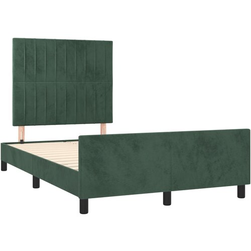 VidaXL Okvir za krevet s uzglavljem tamnozeleni 120x190 cm bar&amp;scaron;unasti Slike