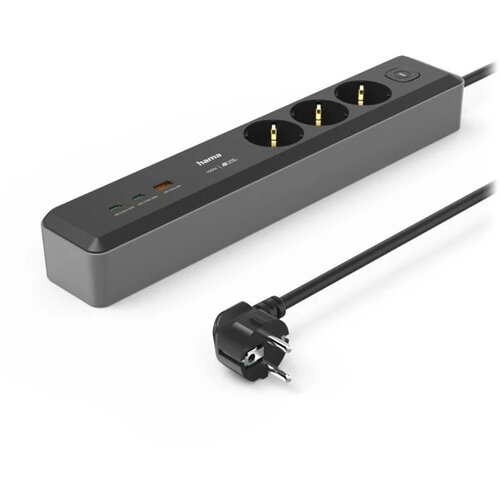 Hama Distributer 3 uticnice, 2xUSB-C/1xUSB-A 100W, PD prekidac, 1.4m, crn Cene