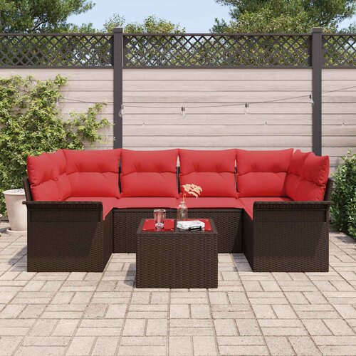  Sjedeća garnitura za vrt 7 kom. Smeđa poliratan 234 x 132,5 x 85 cm Slike