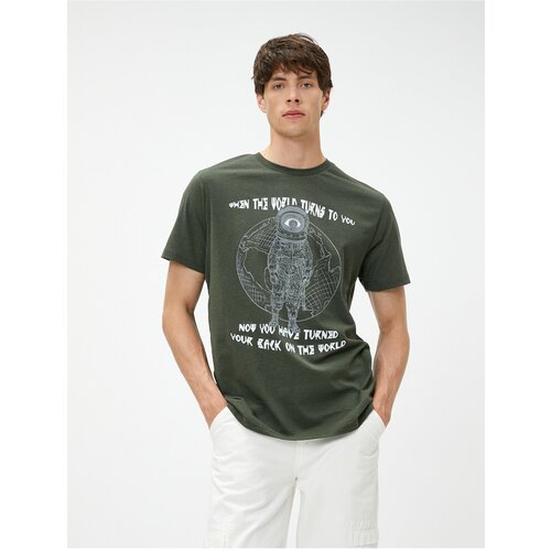 Koton Slogan Printed T-Shirt Crew Neck Space Themed Short Sleeve Slike