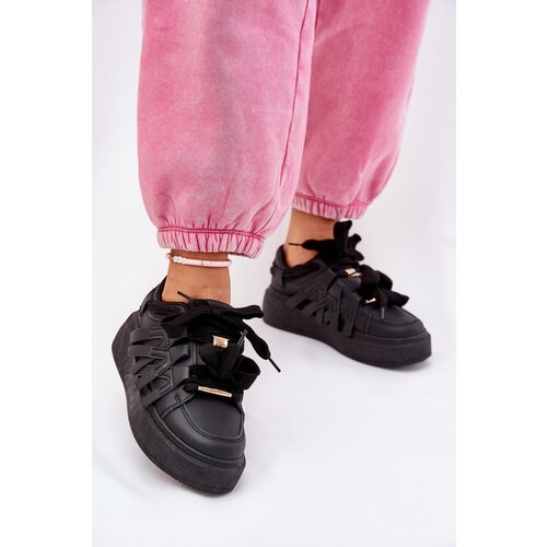 Boto Eco Leather Sneakers On Platform Black Penolle Slike