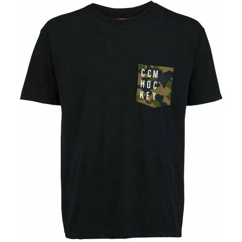 CCM Men's T-shirt CAMO POCKET S/S TEE Black L Cene
