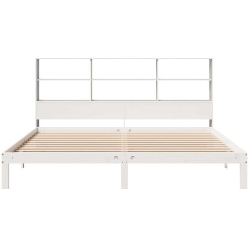 VidaXL Krevet s regalom z knjige bez madraca bijeli 180x200cm borovina Slike
