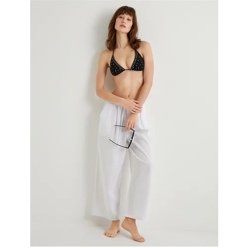  Beach Trousers Culotte Wide Leg Oversized Waist With Pocket Linen Blend