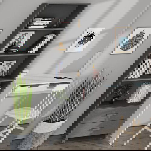 VidaXL Visoka komoda tamnosiva 60 x 35 x 180 cm od masivne borovine Slike